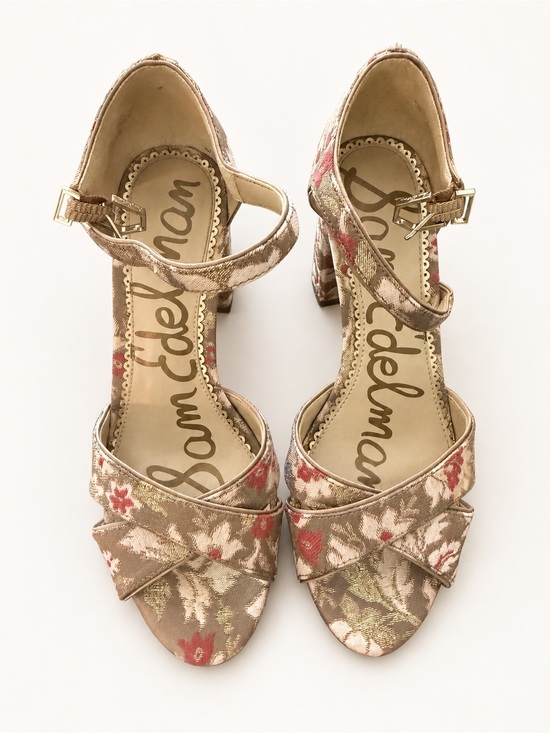 Sam Edelman Shoes - Sam Edelman Orlane Rose Gold Floral Brocade Block Heel Sandals